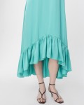 SIXDO Sleeveless Flared Midi Silk Dress